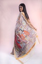 Off-white Ram Sita Vivaah hand painted Madhubani cotton saree