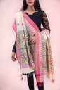 Beige fish and peacocks hand painted Madhubani cotton dupatta