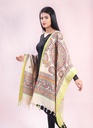 Beige Fish dance hand painted Madhubani cotton dupatta