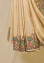 Ivory Doli Kahaar hand painted Madhubani cotton saree
