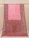 Pink nature patterns hand painted Madhubani cotton saree