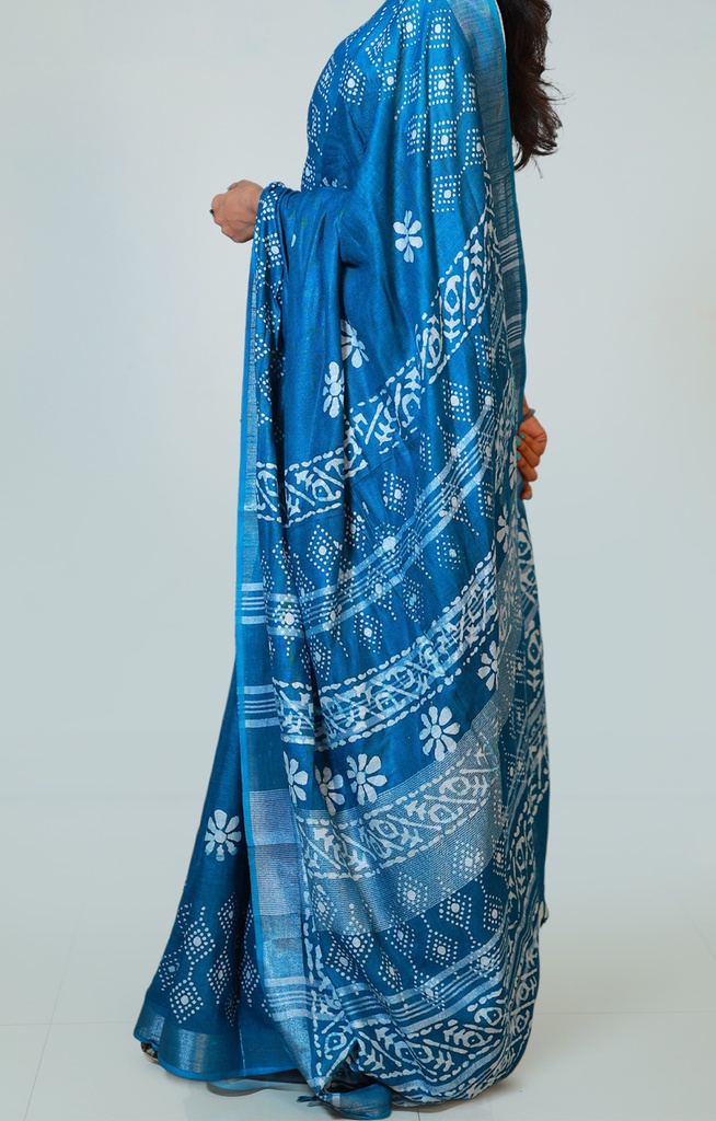 Indigo Batik Print Saree