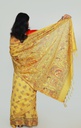 Yellow Cotton Block Print Saree