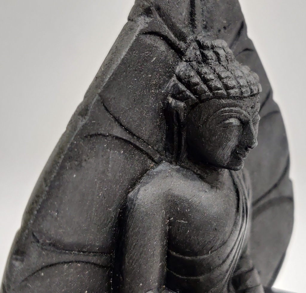 Black Budhha Sculpture with Pipal Leaf