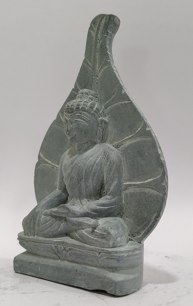 White Budhha Sculpture with Pipal Leaf