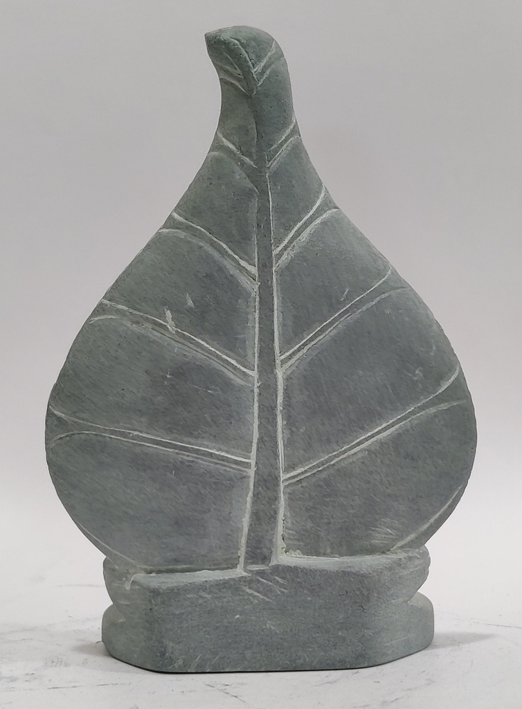 White Budhha Sculpture with Pipal Leaf