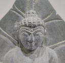 White Budhha Sculpture with Pipal Leaf