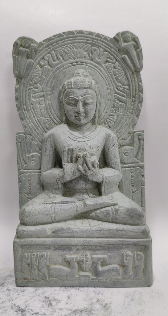 White Budhha Sculpture in Dharmachakra Mudra