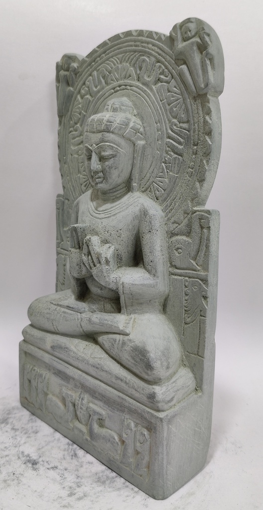 White Budhha Sculpture in Dharmachakra Mudra