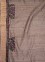 Charcoal Grey Radha Krishna hand painted Madhubani cotton saree