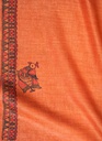 Orange fishes and peacocks hand painted Madhubani cotton saree