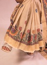 Beige Radha Krishna hand painted Madhubani tussar silk saree