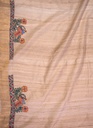 Beige Radha Krishna hand painted Madhubani tussar silk saree