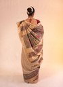 Beige Radha Krishna hand painted Madhubani tussar silk saree