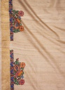 Beige Radha Krishna hand painted Madhubani tussar silk saree