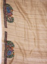 Beige nature hand painted Madhubani tussar silk saree