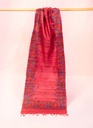 Dark pink peacocks nature hand painted tussar silk stole