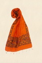 Orange nature hand painted Madhubani tussar silk stole