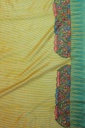 Turmeric Yellow flowers and peacocks hand painted Madhubani cotton saree