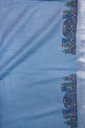 Pastel Blue fishes and peacocks hand painted Madhubani cotton saree