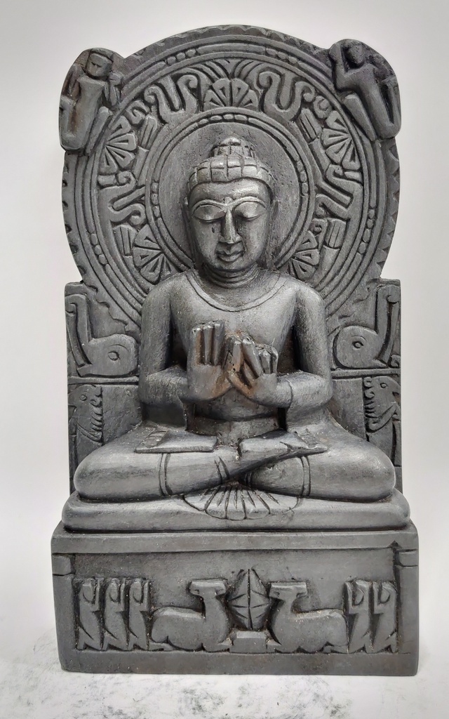 Black Budhha Sculpture in Dharmachakra Mudra