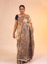 Beige nature hand painted Madhubani tussar silk saree              **MADE TO ORDER**