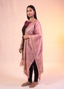 Rose Pink Sujni threads flowers nature handmade silk stole