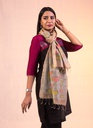 Beige Sujni threads fish handmade silk stole            **MADE TO ORDER**