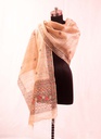 Beige fishes nature hand painted tussar silk stole                                               **MADE TO ORDER**