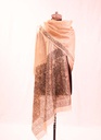 Light Beige peacock nature hand painted tussar silk stole                                                 **MADE TO ORDER**