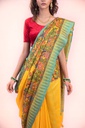 Turmeric Yellow Doli kahaar hand painted Madhubani cotton saree                                   **MADE TO ORDER**