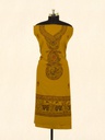 Golden yellow animals pattern hand painted cotton kurta