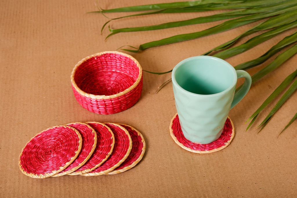 Quirky and colourful handmade coaster set