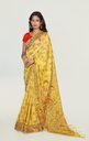 Yellow Cotton Block Print Saree