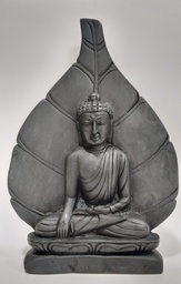 Black Budhha Sculpture with Pipal Leaf