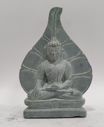 White Budhha Sculpture with Pipal Leaf