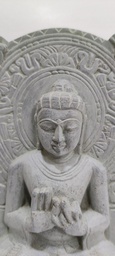 White Budhha Sculpture in Dharmachakra Mudra