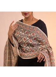 [SG/SUS/TST/17] Beige colorful flowers arrangement hand painted cotton dupatta