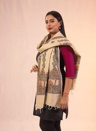[SG/SUS/TST/13] JEEVIKA hand painted cotton stole (Beige colorful flowers)  **CUSTOMIZED**