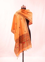 [SG/GP/MTS/04] Orange fish nature hand painted cotton stole                                    **MADE TO ORDER**