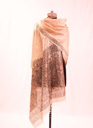 [SG/GP/MTS/05] Light Beige peacock nature hand painted tussar silk stole                                                 **MADE TO ORDER**