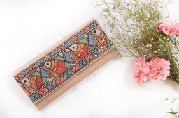 Jute fish hand painted Madhubani Clutch