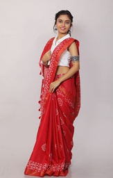 Red Floral Batik Print Saree